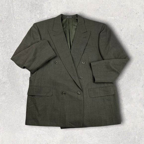 Ermenegildo Zegna Other - Ermenegildo Zegna Jacket Double Breasted Italy Check Classic Wool Green Men 46R